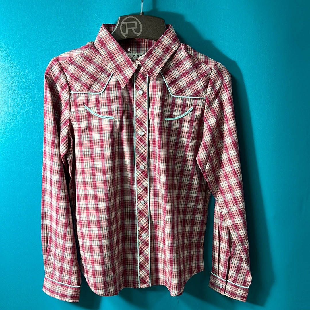 Pink  Roper Girls Button Up, Xl