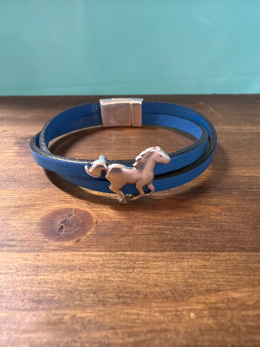 blue Montana Leather Bracelet, small 7"