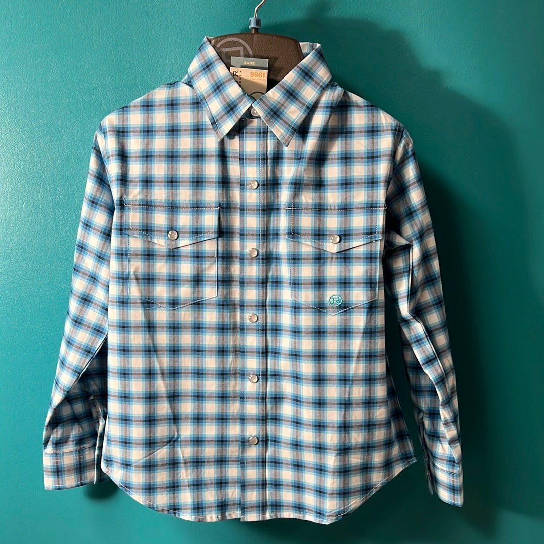 Blue Roper Boys Button Up, M