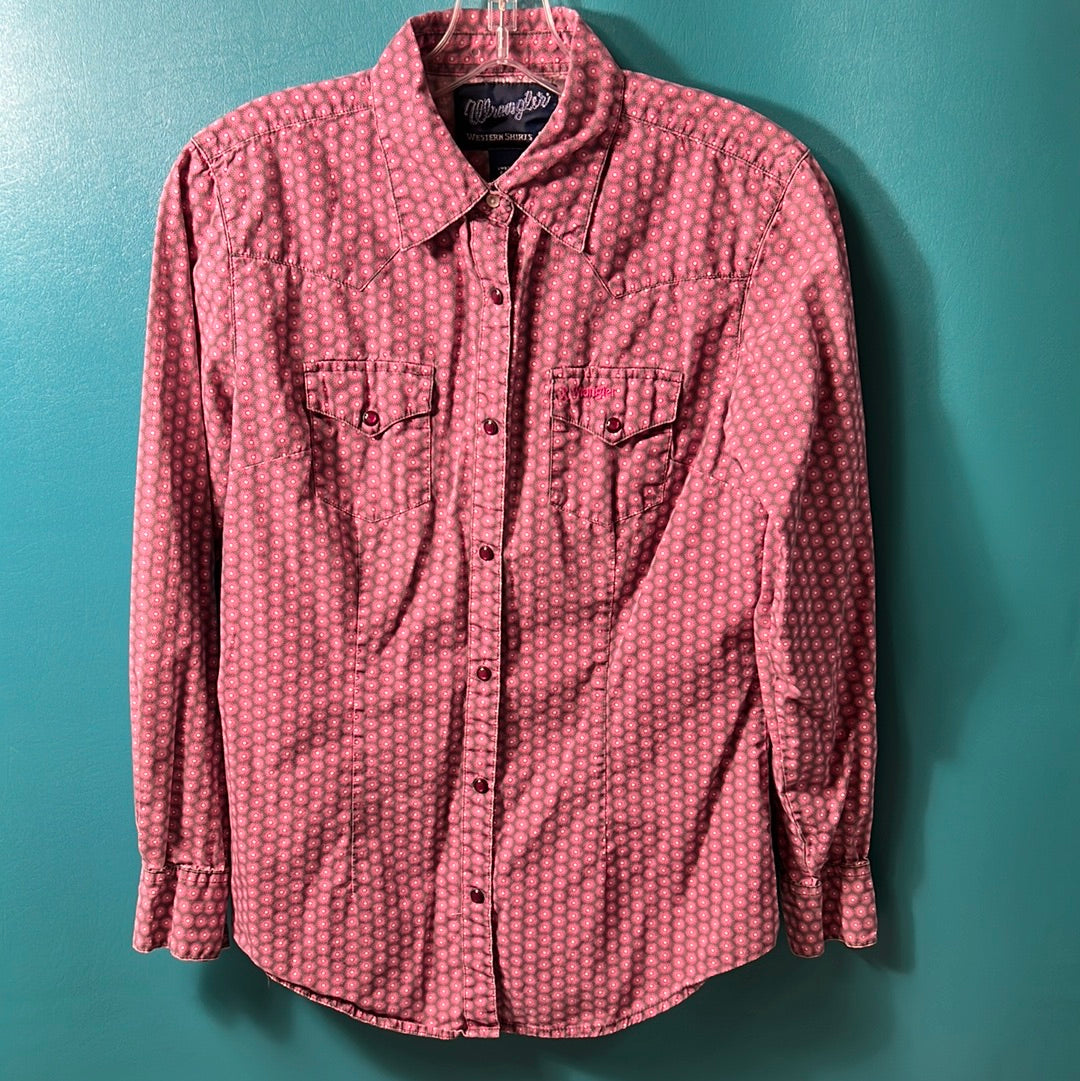 Pink Wrangler Button Up Western Shirt, S