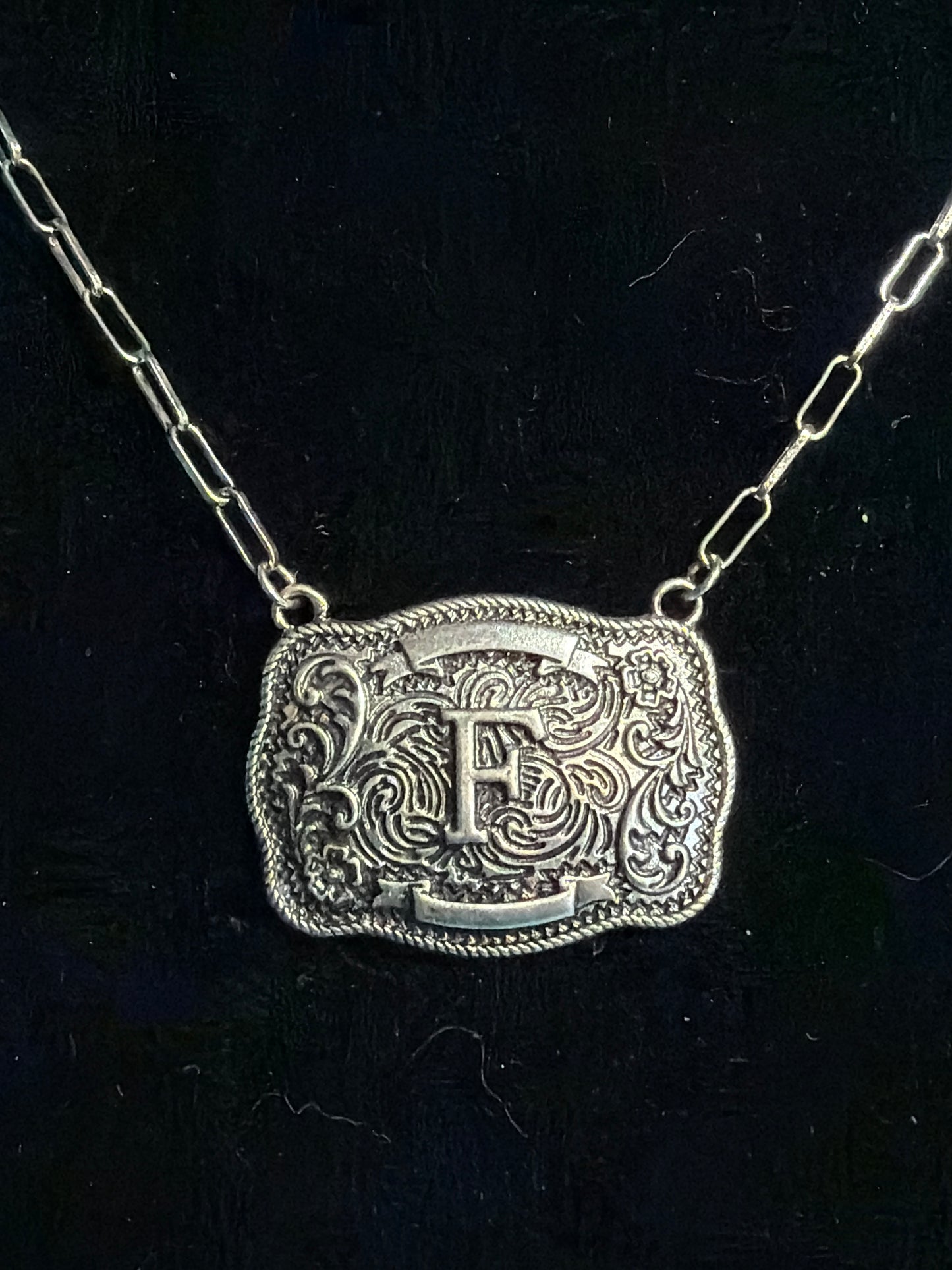 Initial Belt Buckle Necklace