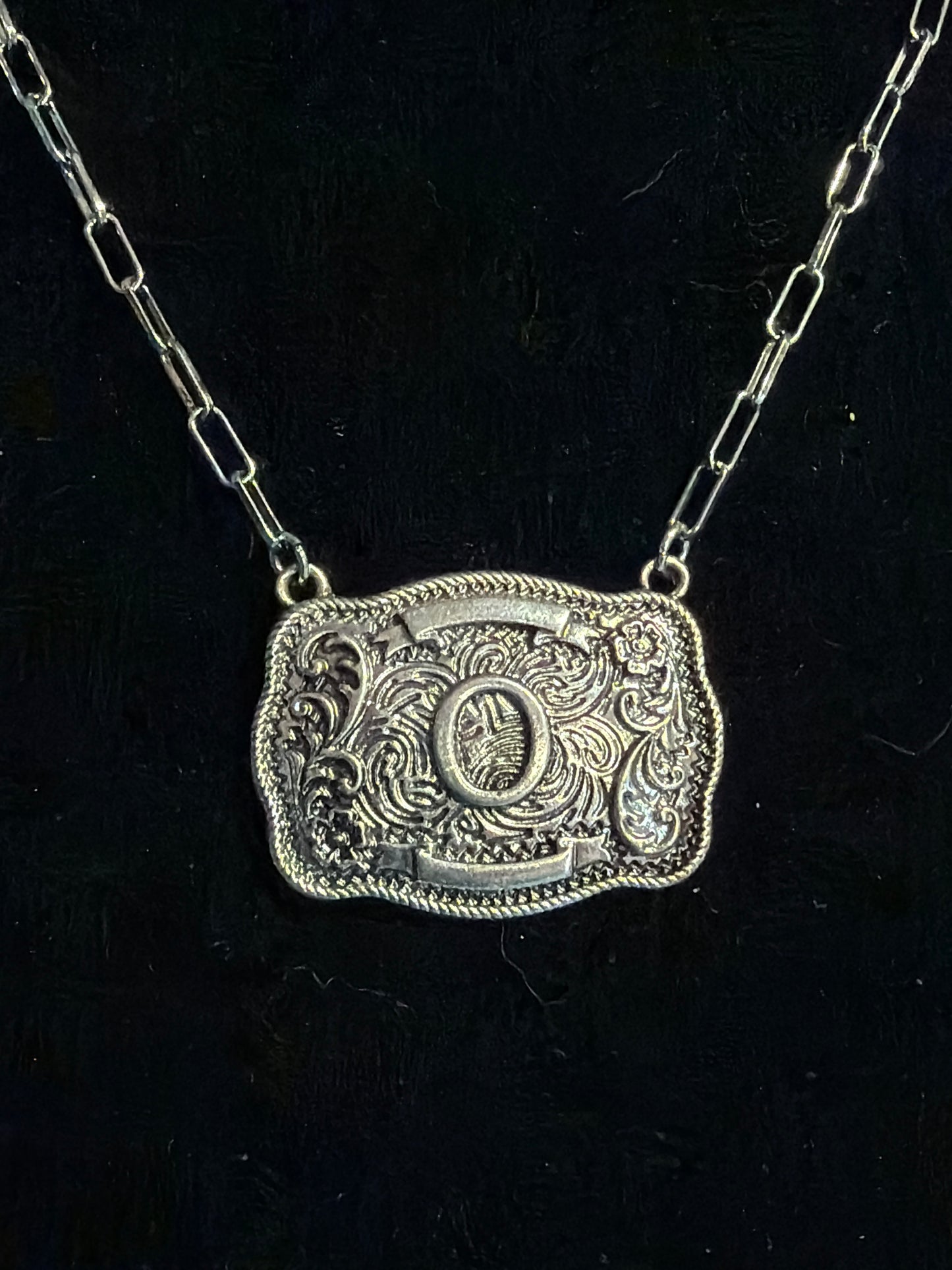Initial Belt Buckle Necklace