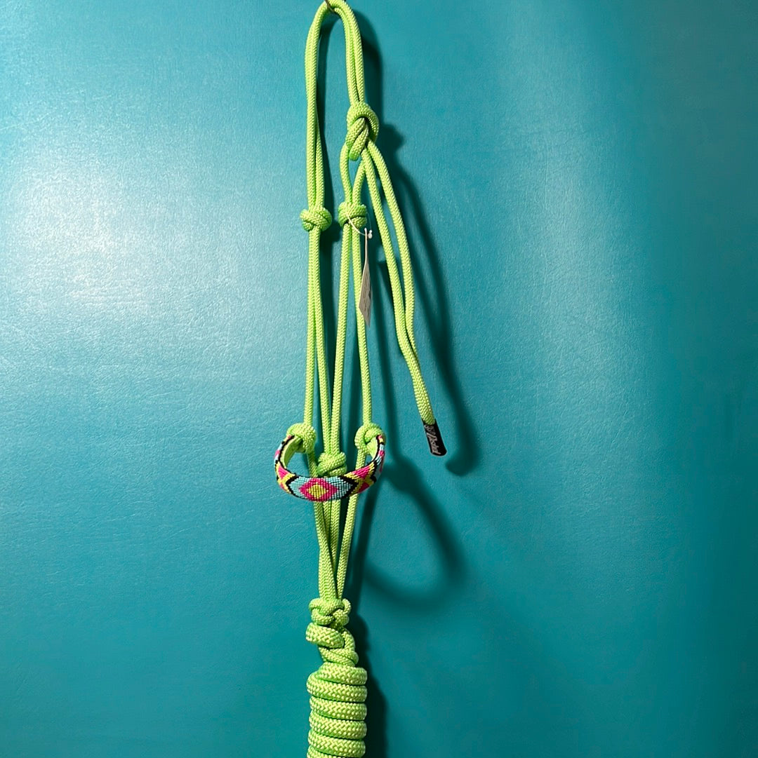Lime Green, Cashel Beaded Rope Halter W/Lead, Horse