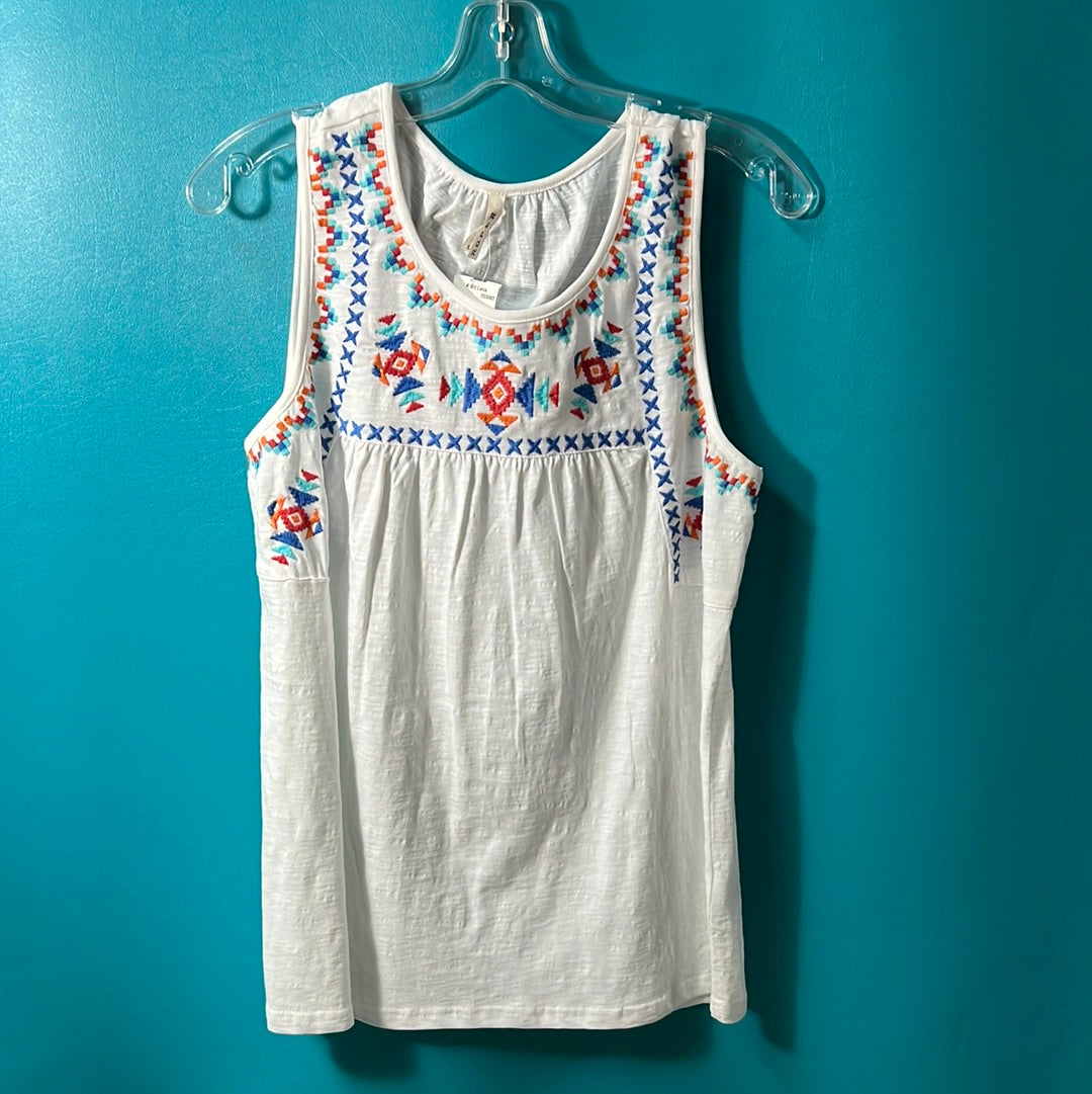 White Roper Embroidered Tank Top, L
