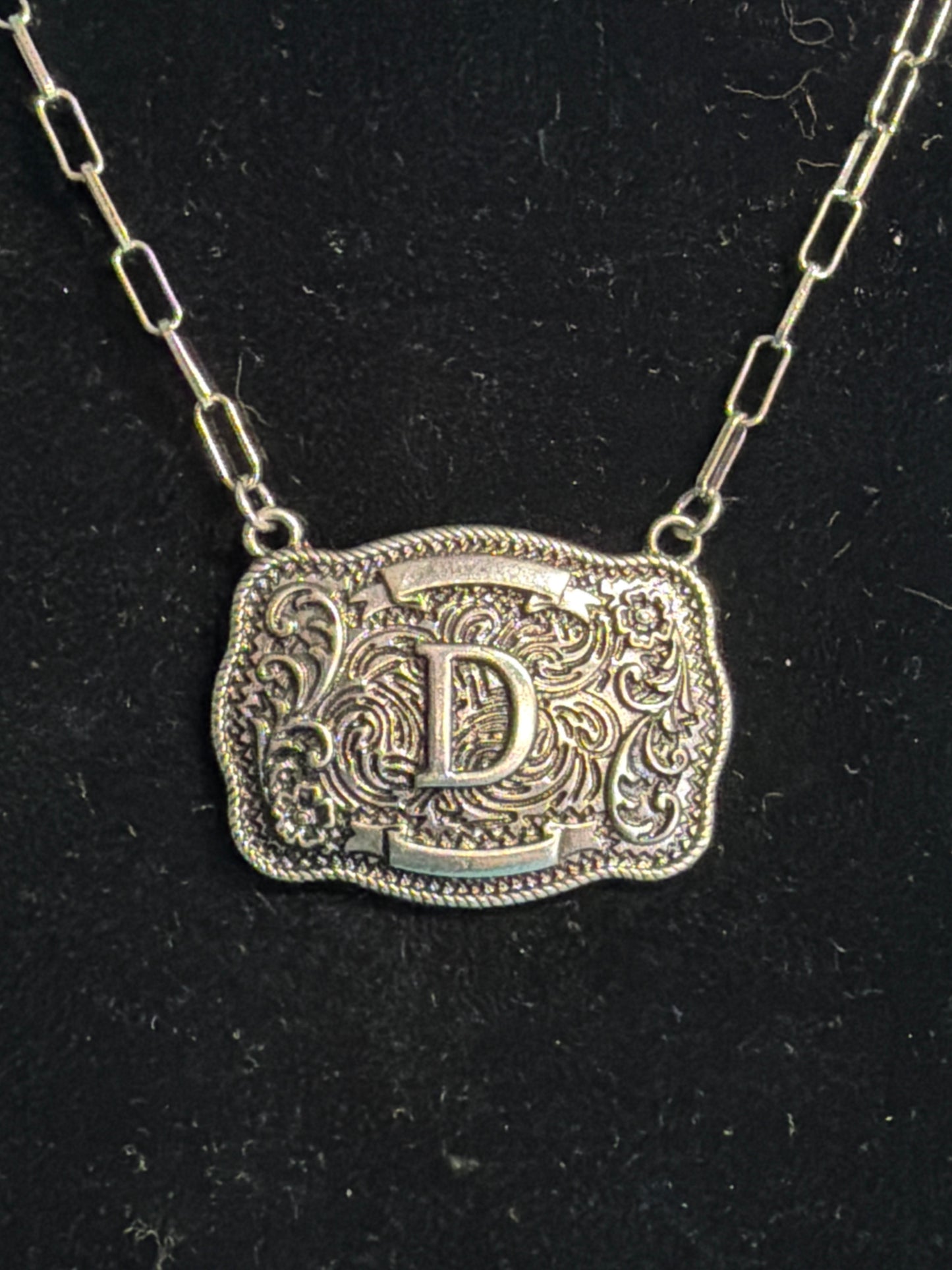 Initial Belt Buckle Necklace