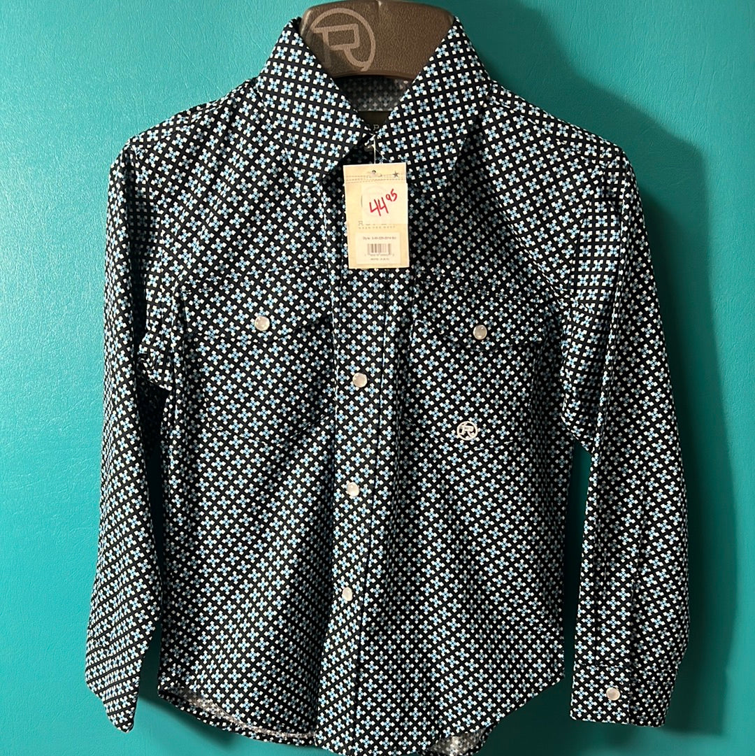 Blue  Roper Boys Button Up, S