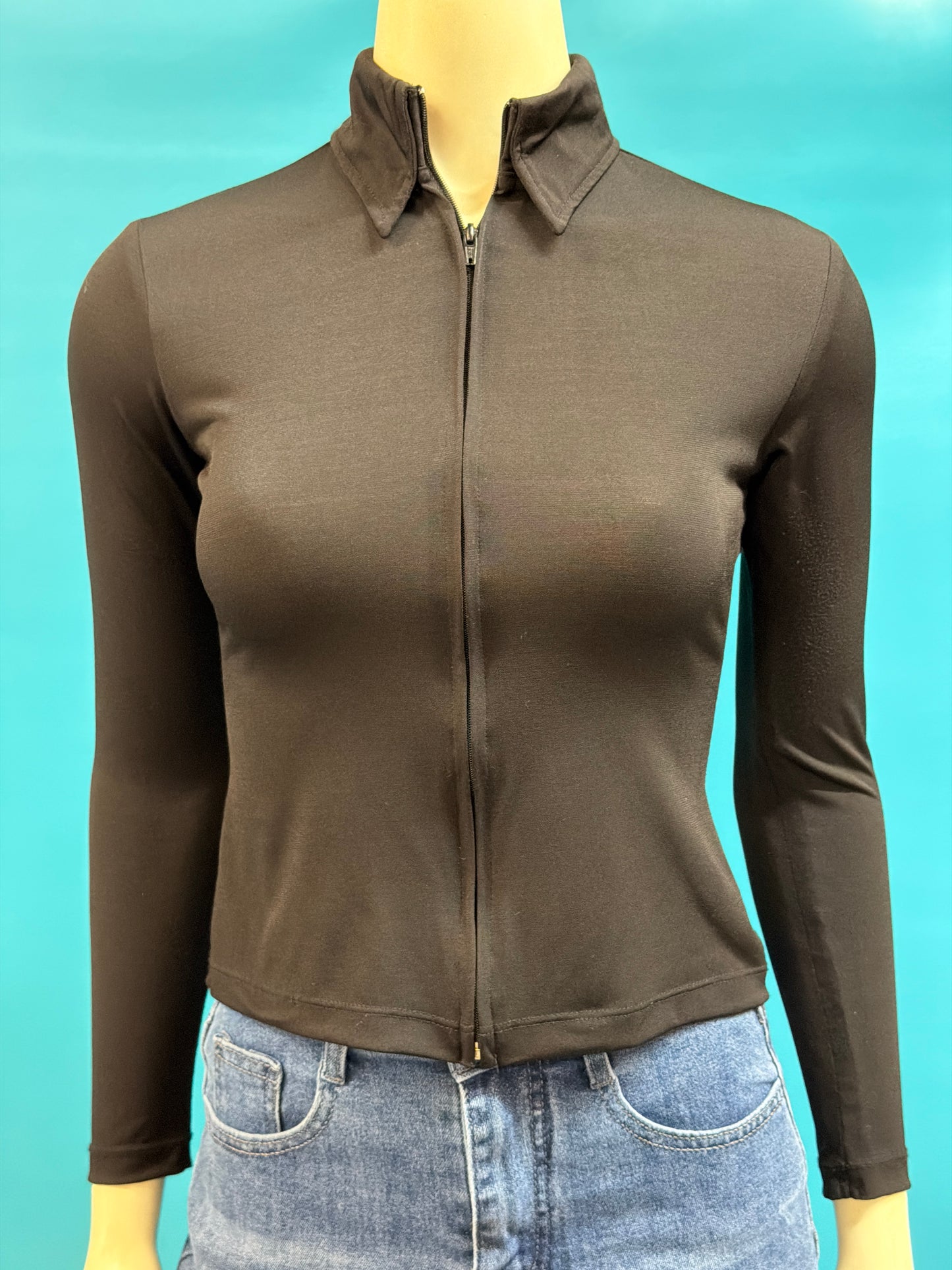 Black Hobby Horse Zip up show shirt, YL