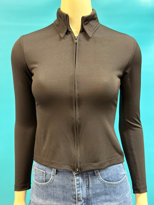 Black Hobby Horse Zip up show shirt, YL