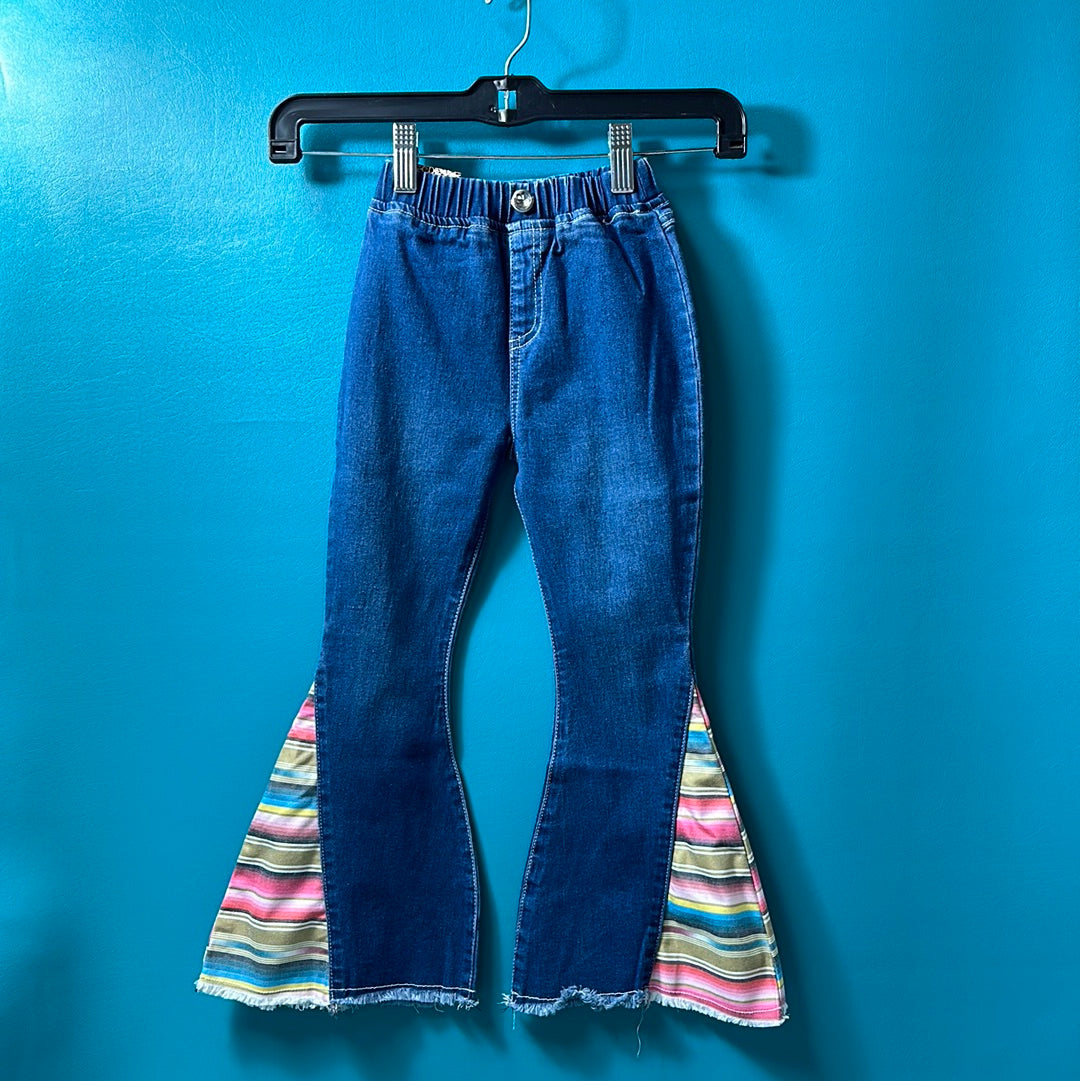 Denim Cowgirl Hardware Serape Bell Bottoms, 5