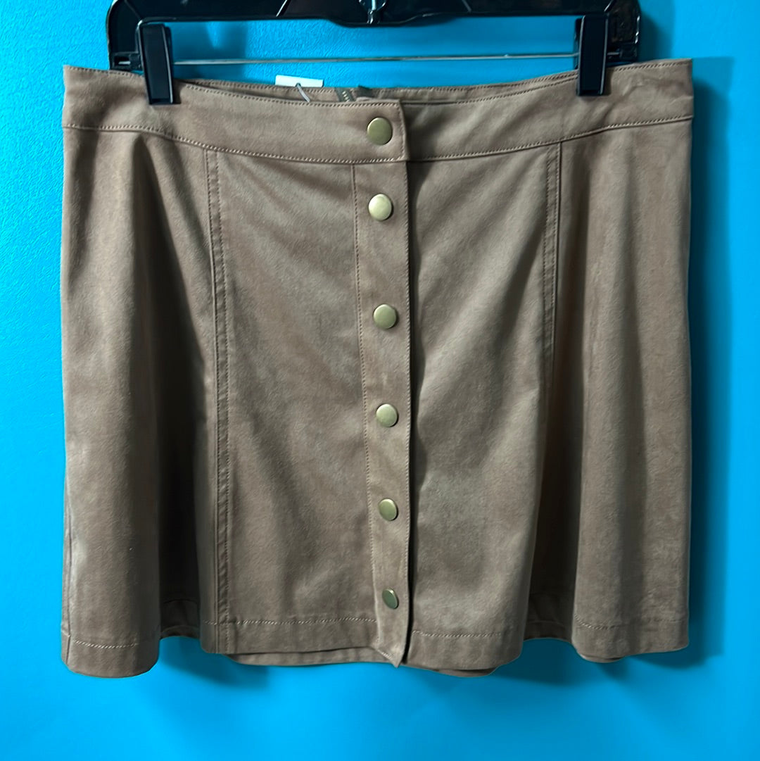 Brown Stetson Button Mini Skirt, M