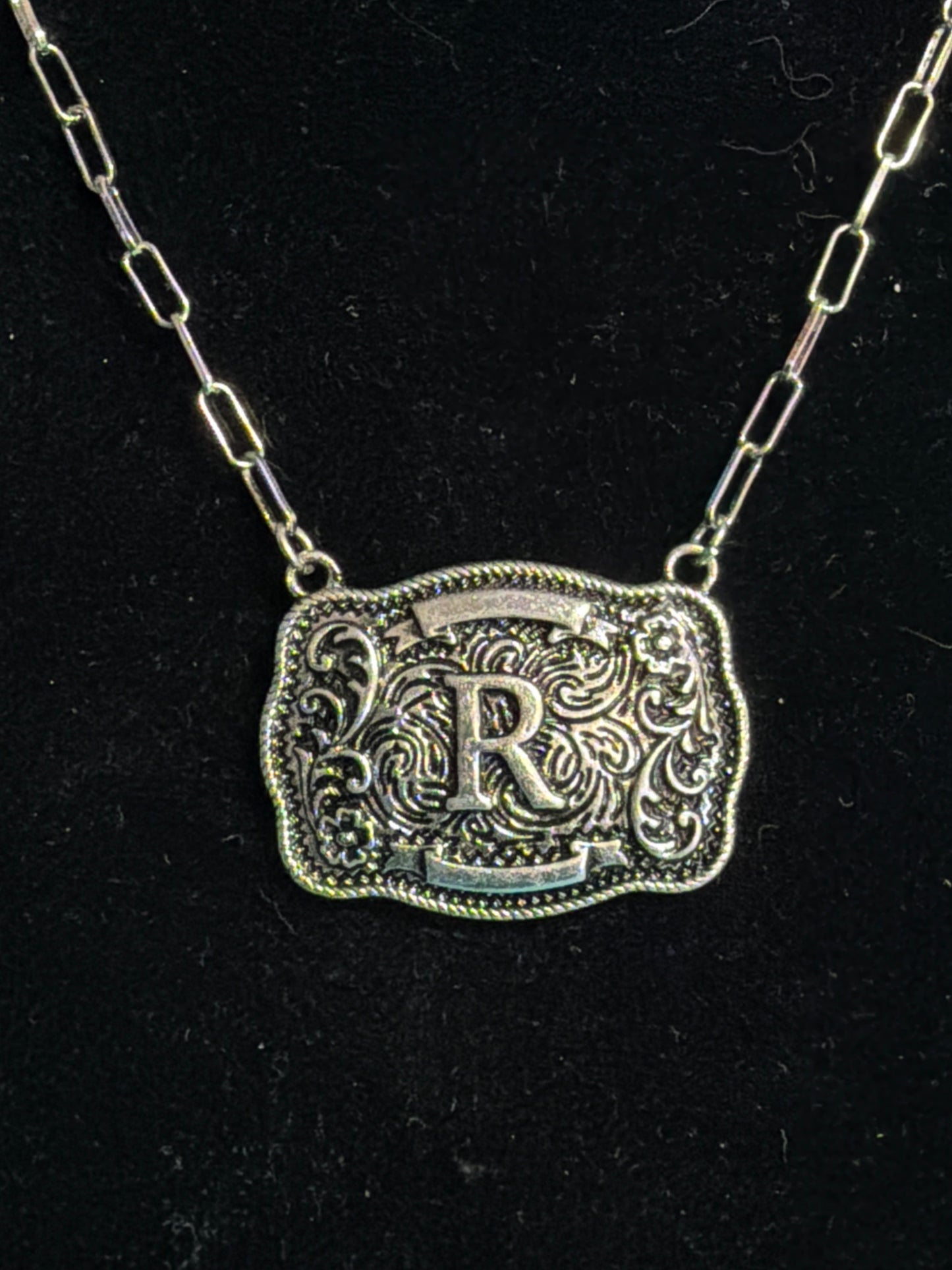 Initial Belt Buckle Necklace