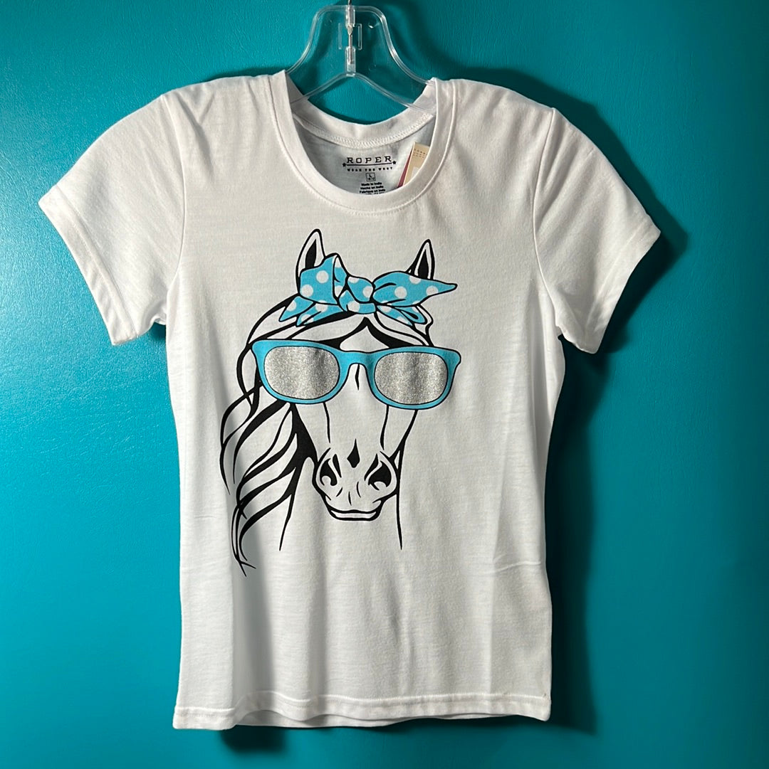 White Horse Sunglasses Tshirt, S