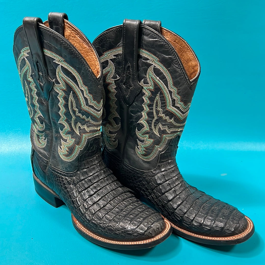 Preloved Black Caiman Resistol Boots, 9.5 Mens
