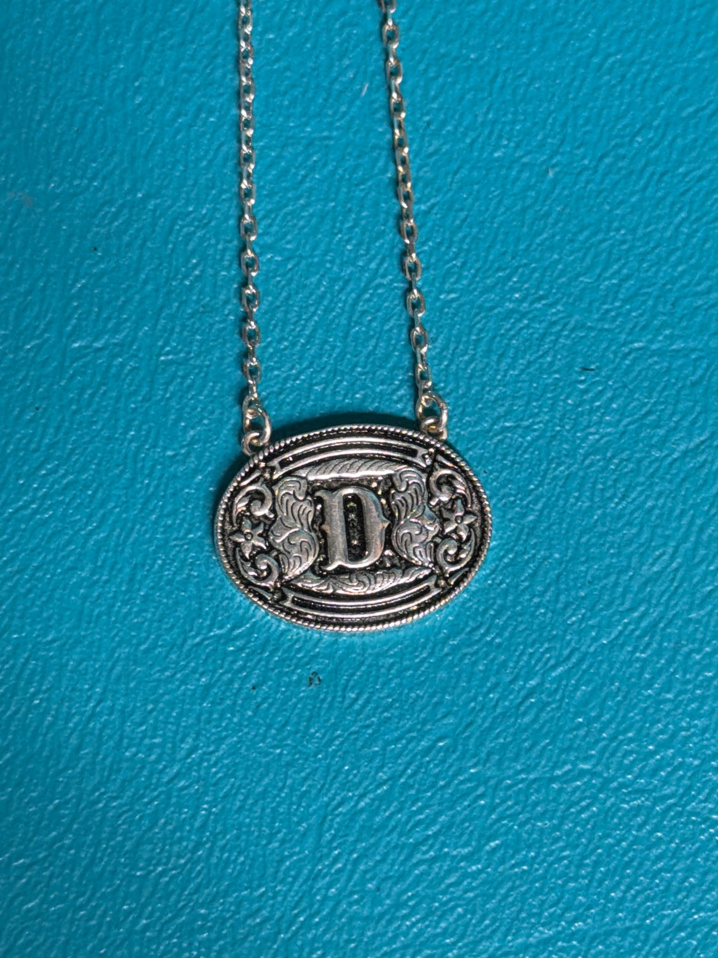 Sterling Silver Initial Belt Buckle Necklace