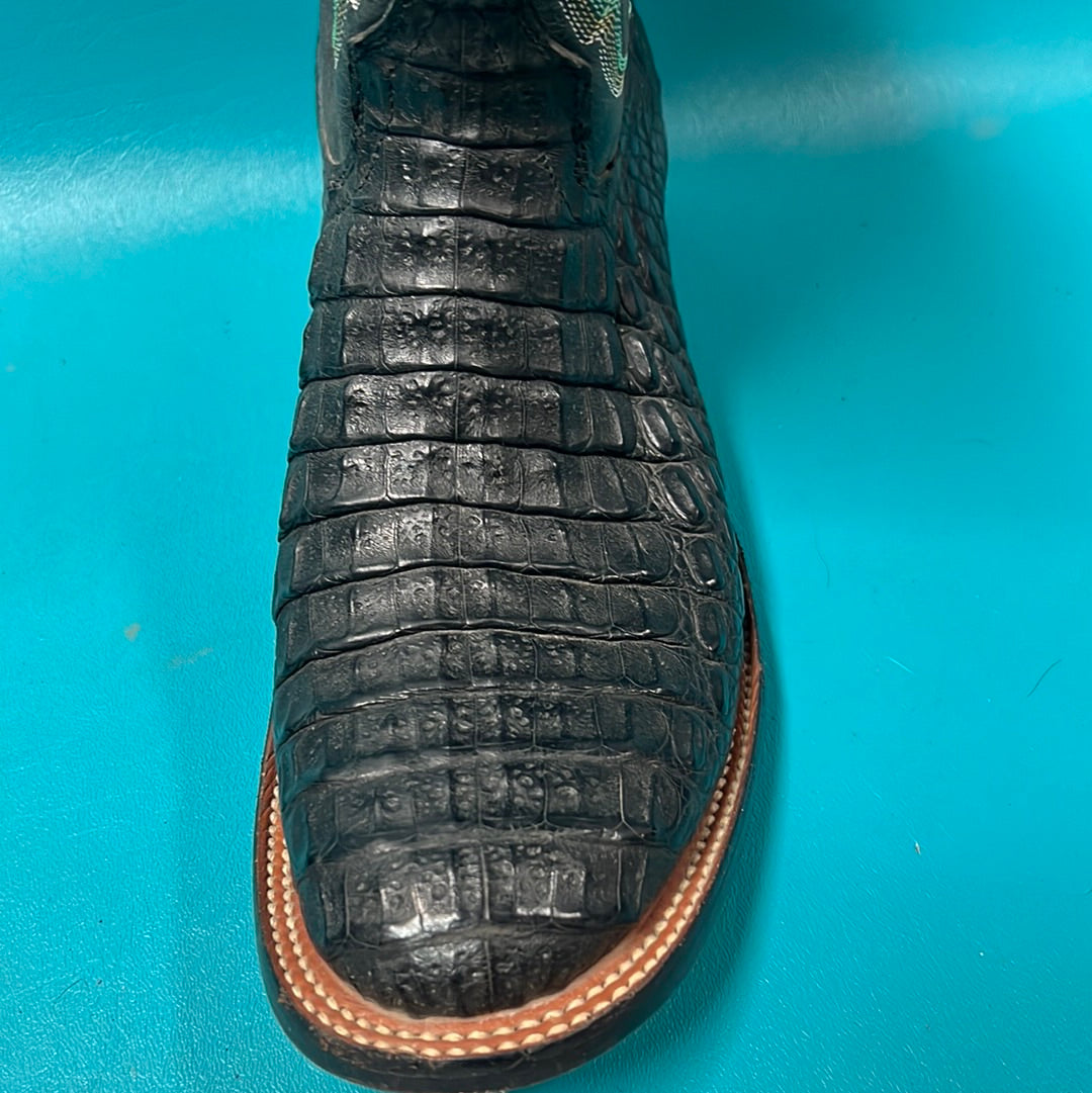 Preloved Black Caiman Resistol Boots, 9.5 Mens