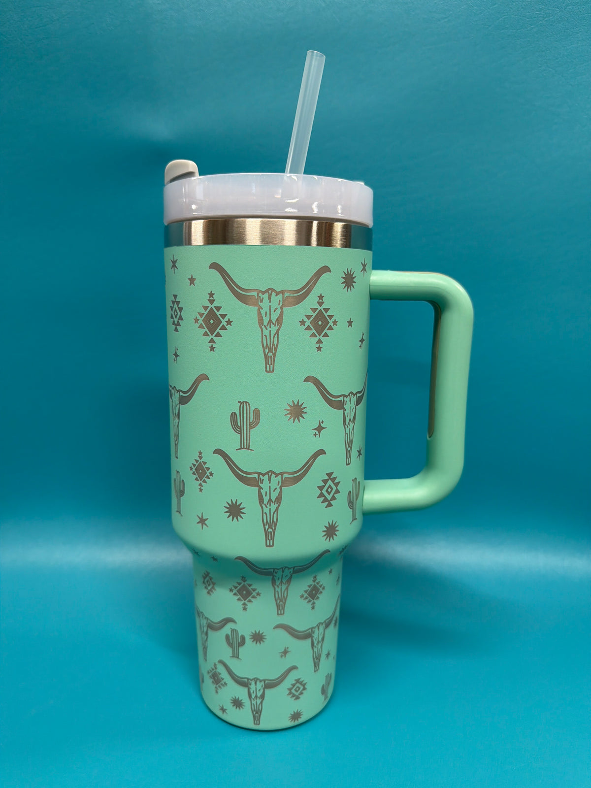 Insulated teal longhorn tumbler, 40oz