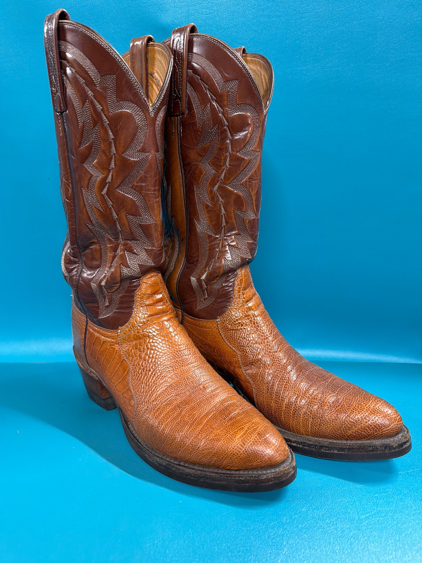 Lucchese Ostrich Leather Western Boot, Mens 9