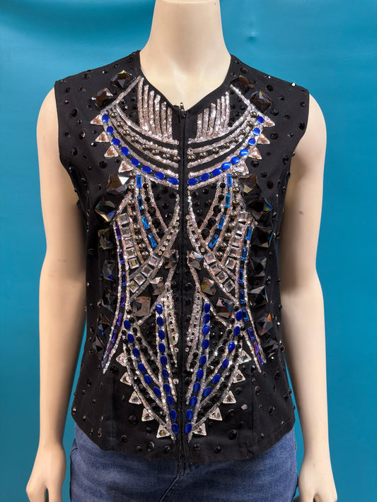 Black/Navy No Maker Bling vest, Custom/M