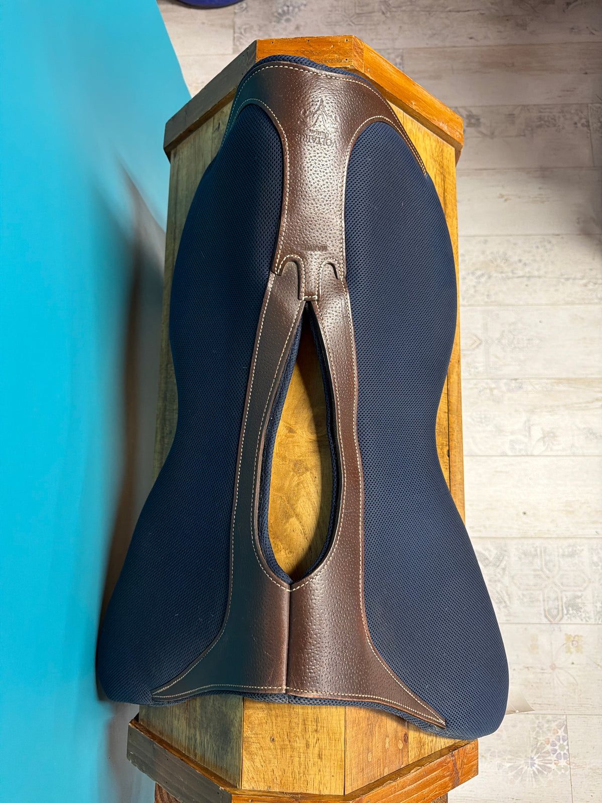 Navy/Brown Leather Voltaire Half Pad