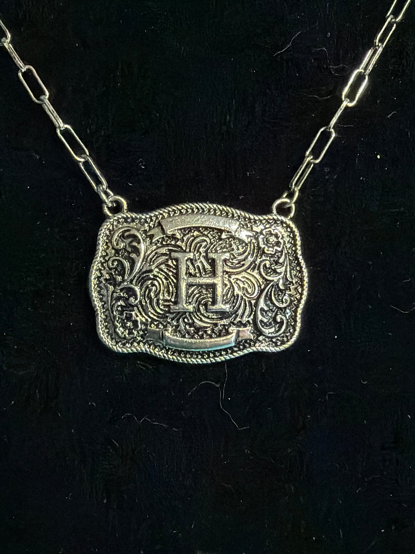 Initial Belt Buckle Necklace
