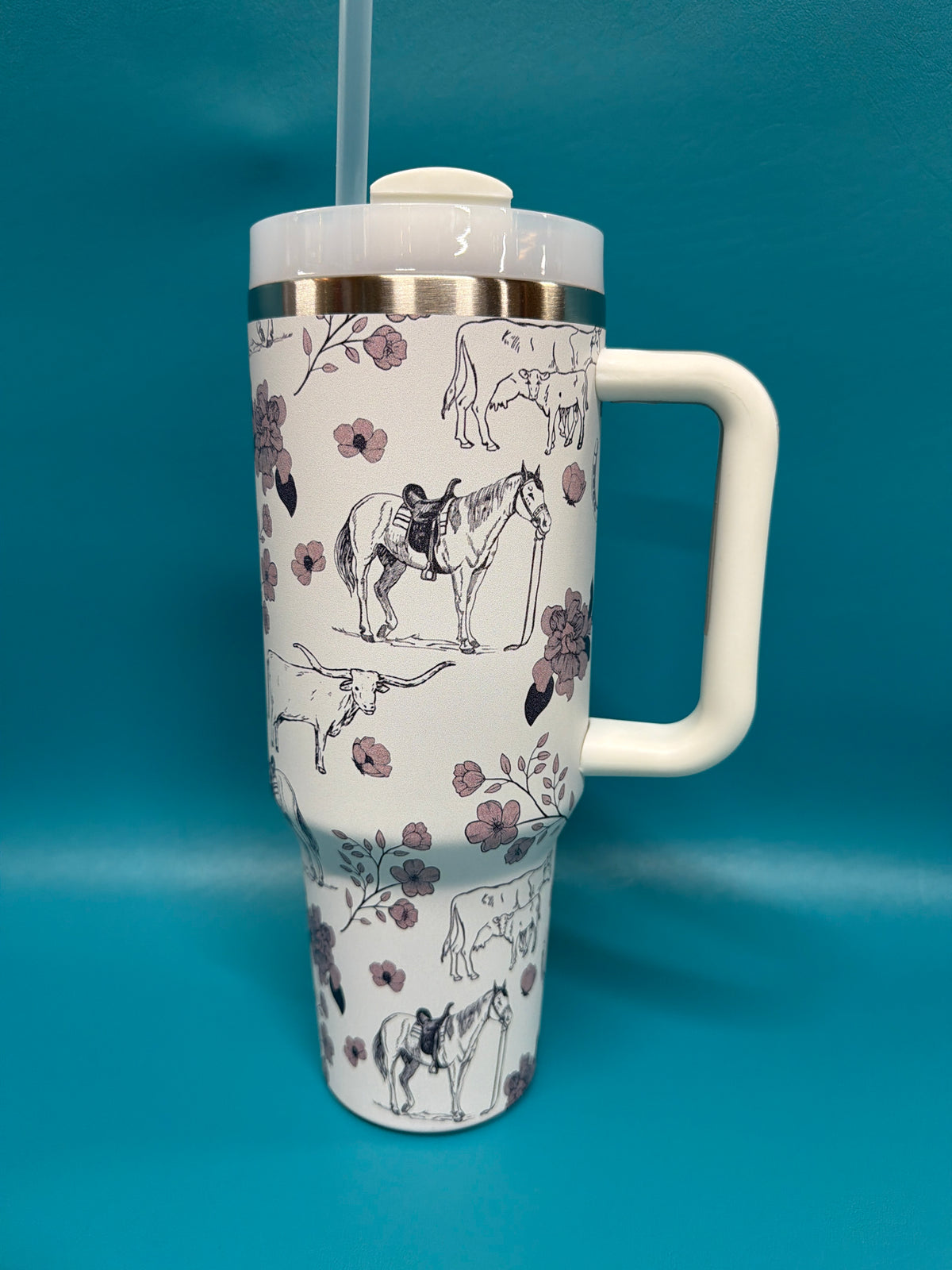 Insulated horse western tumbler, 40oz