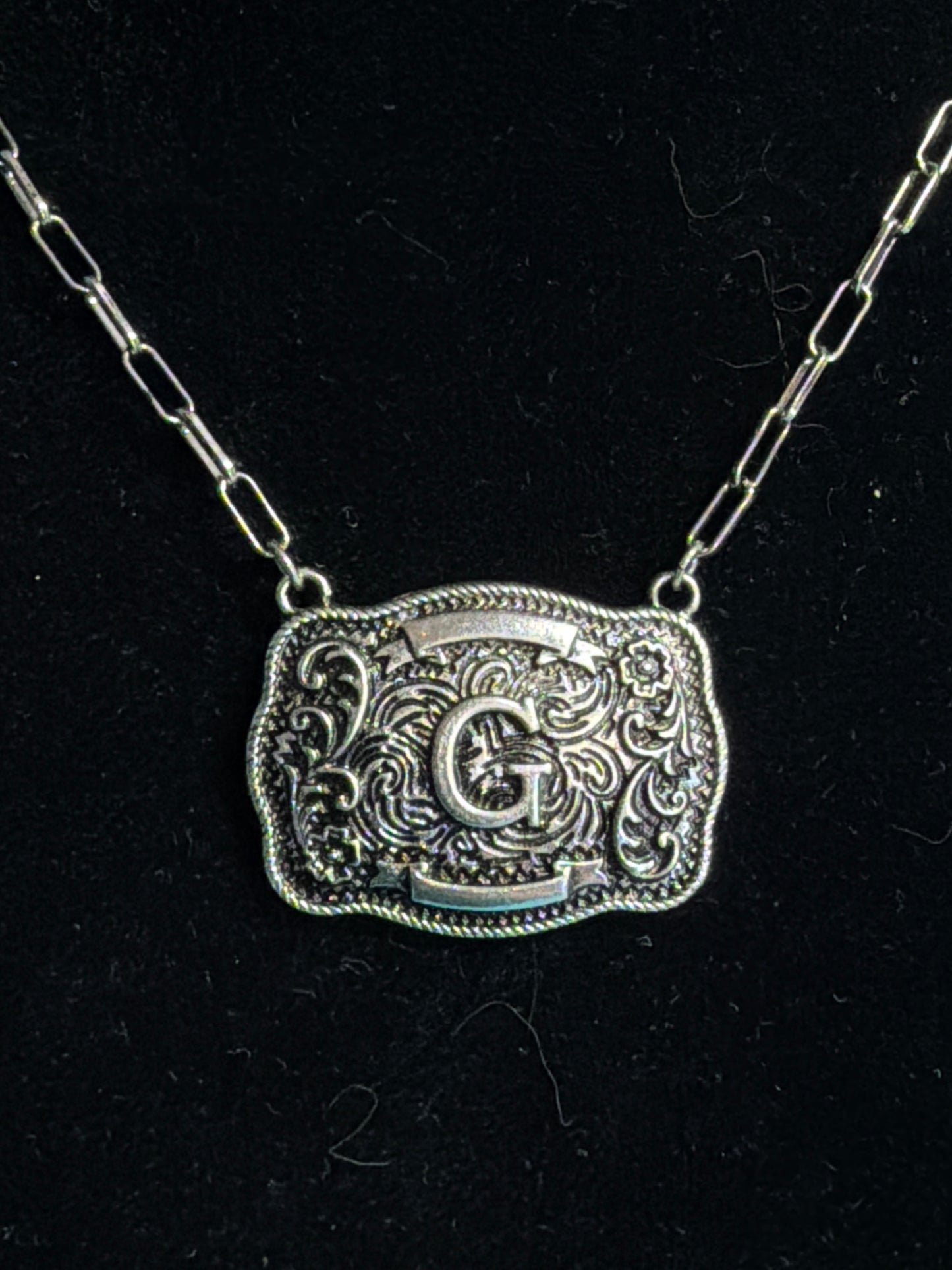Initial Belt Buckle Necklace