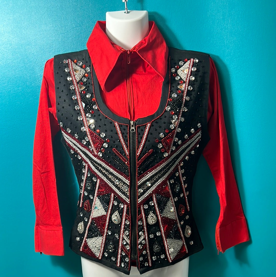 Red  Show Shirt W/ Vest, Xs