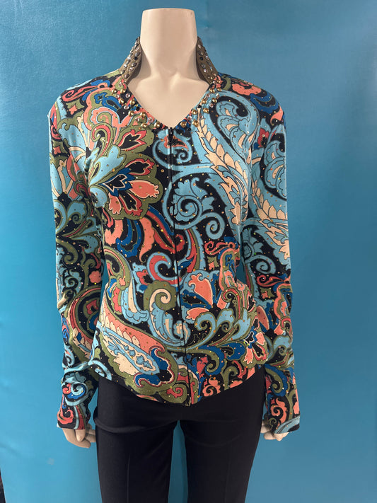 Green/Blue/Tan/Pink No Designer Rail Pleasure Jacket, L