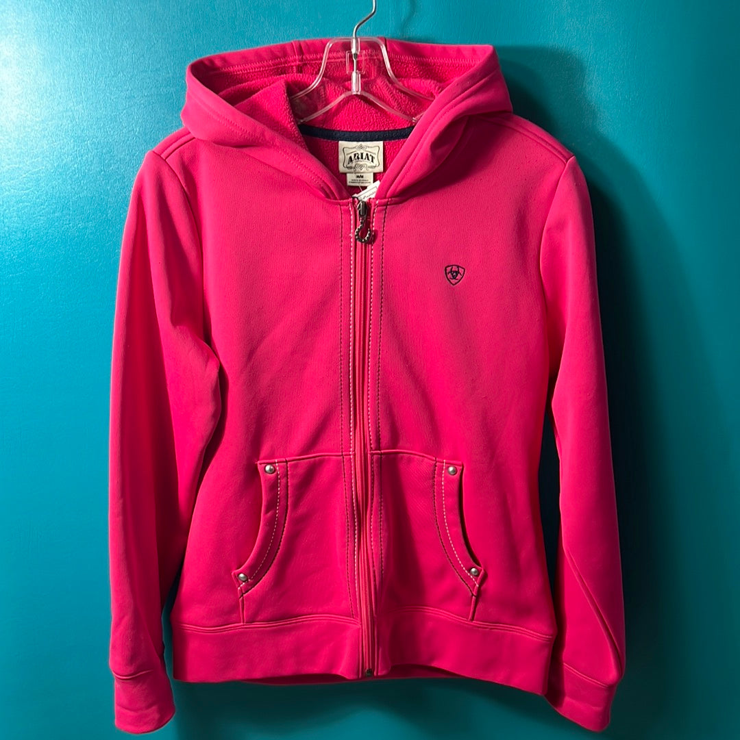 Pink Ariat Zip Up Sweatshirt, M