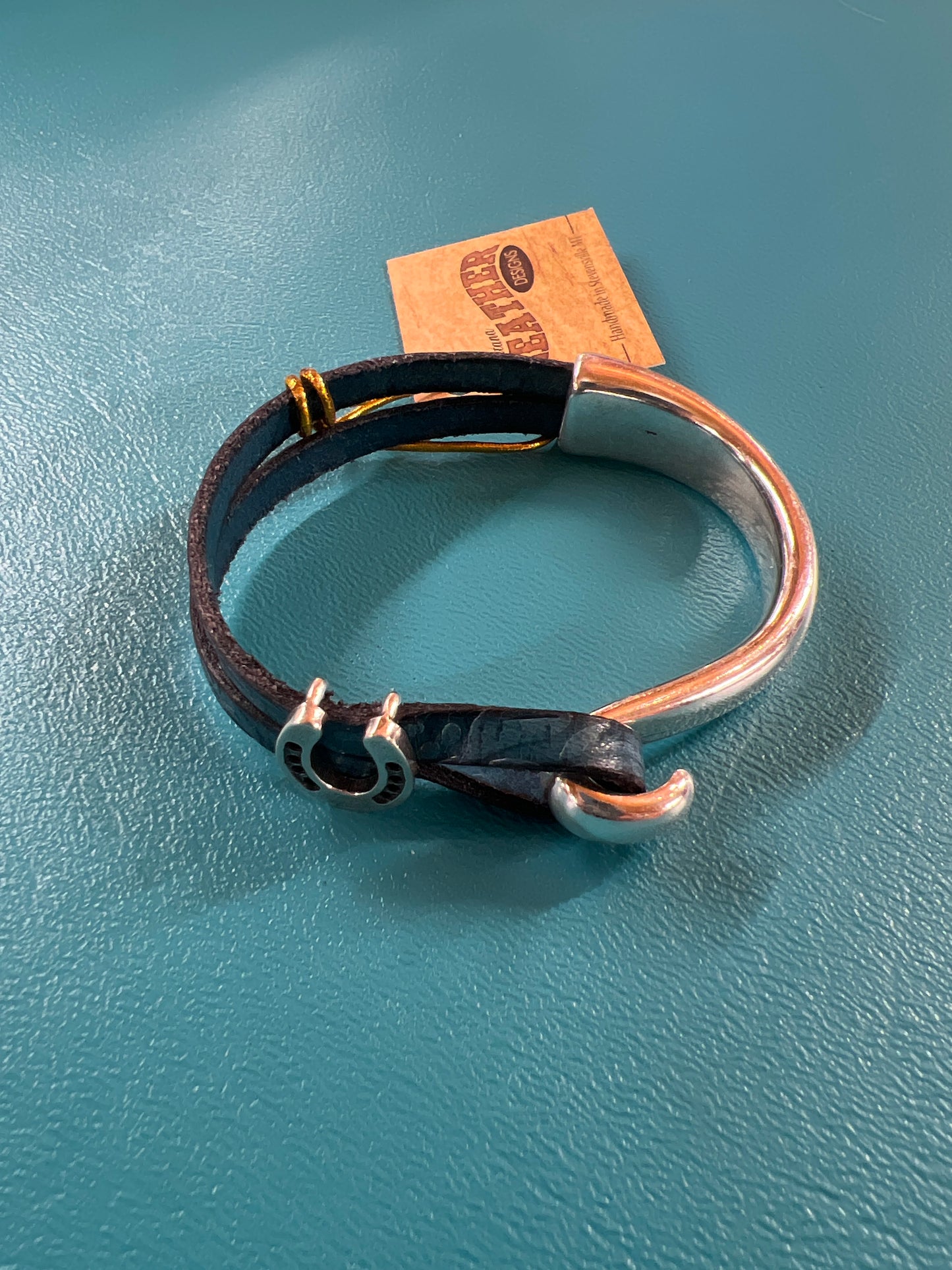 Blue Montana Leather Bracelet, 7"