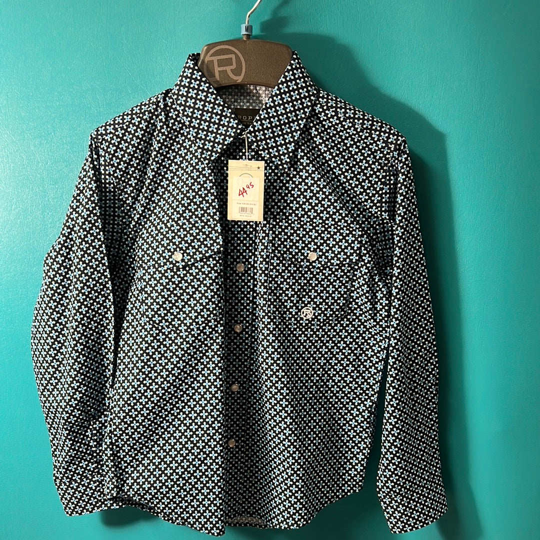 Blue Roper Boys Button Up, M