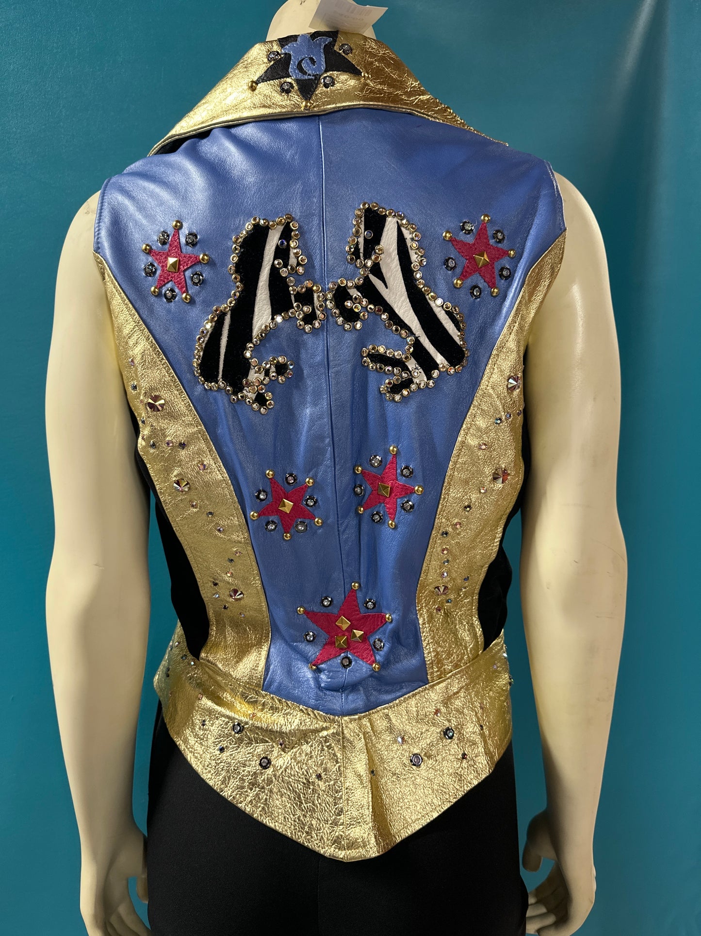 Blue/Gold No Brand Western Show Vest, Medium