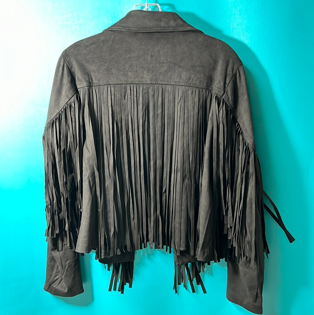 Black Savanna Jane Fringe Jacket, M
