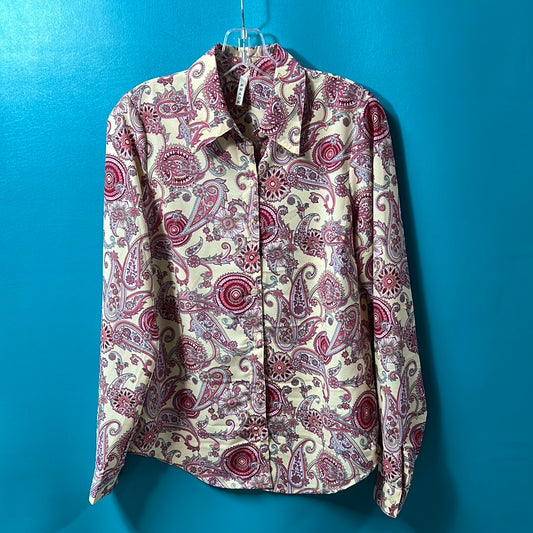 Red & Pink Paisley Roper Button Up Blouse, M