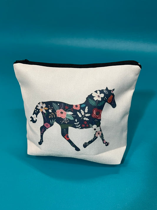 Floral Horse Makeup Bag