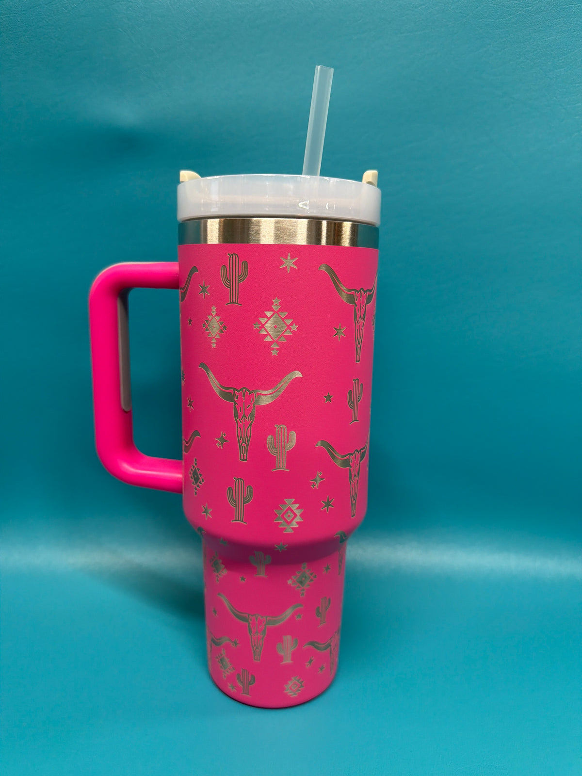 Insulated pink long horn tumbler, 40oz