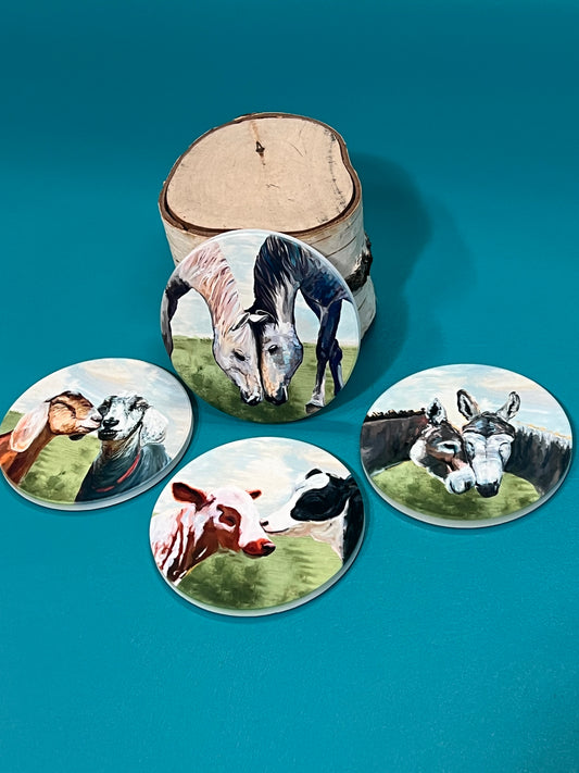 Farm Animal Coasters Set of 4