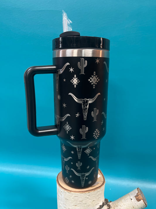 Black  Longhorn Tumbler
