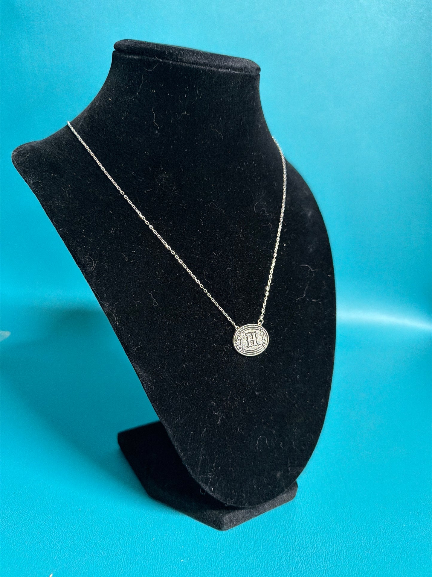 Sterling Silver Initial Belt Buckle Necklace