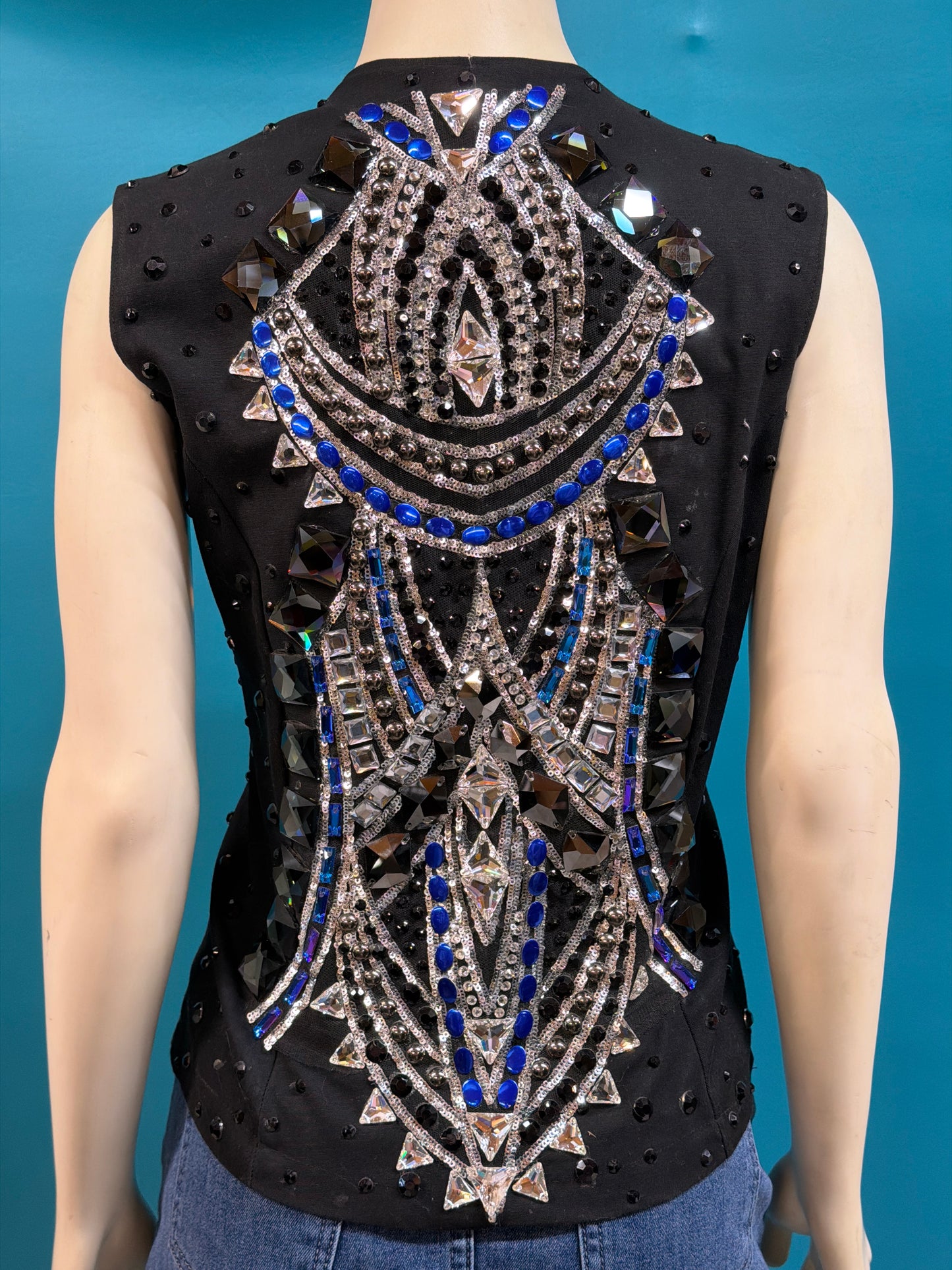 Black/Navy No Maker Bling vest, Custom/M