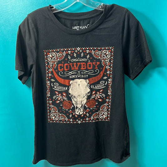 Black Hrt & Luv Cowboy Western Classic Tshirt, XL